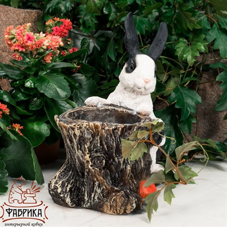 Кашпо для растений, цвет: белый с чёрным